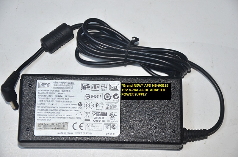 *Brand NEW* APD NB-90B19 19V 4.74A AC DC ADAPTER POWER SUPPLY